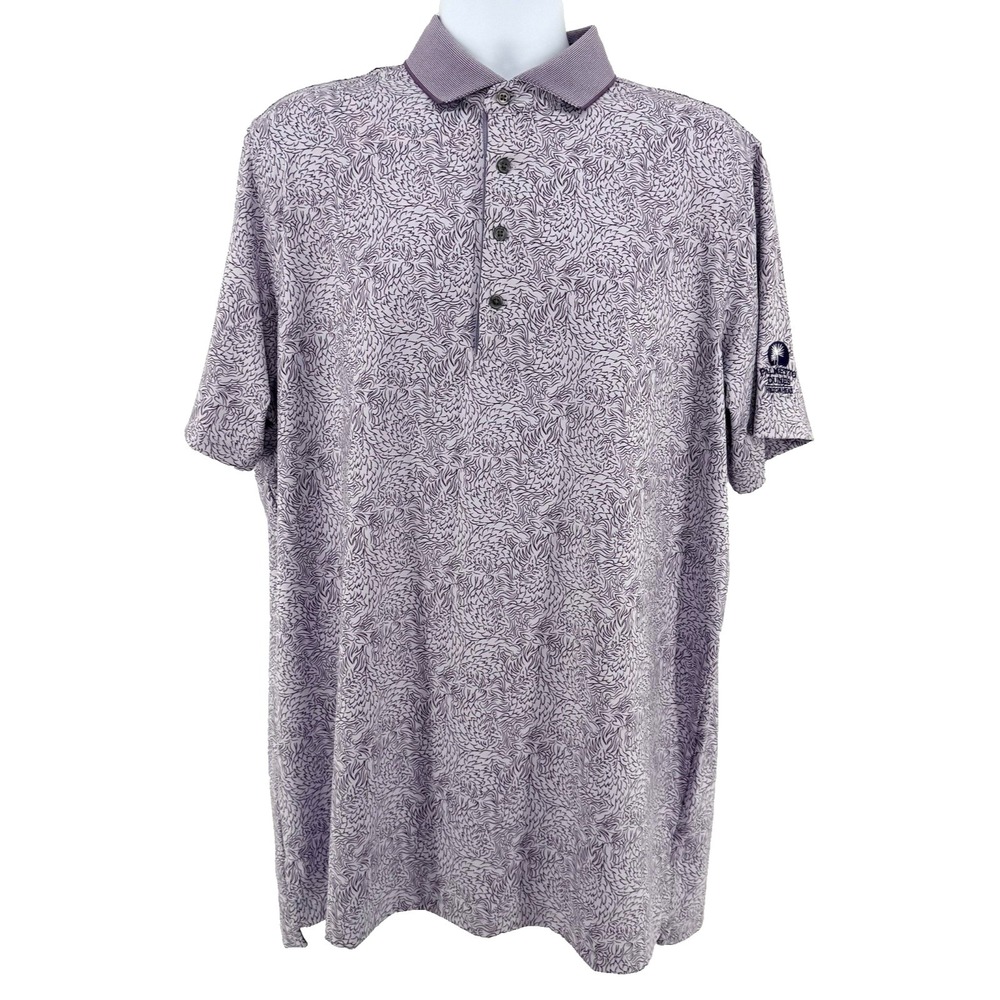 Greyson Golf Polo Men XL‎ Light Purple Wolf Print Performance Stretch